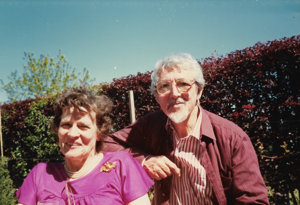 A middle-aged couple in their garden at a party
